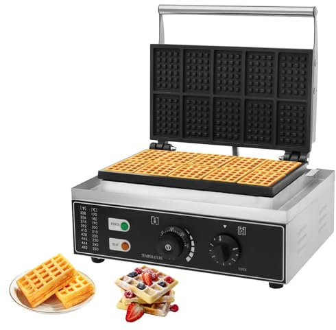 DXDRT Commercial Waffle Maker, Large Non-Stick Belgium Waffles Iron Machine, Professional 1550W Electric Chaffle Maker for Restaurant Party Food Stall Hotel Coffee Shop Household Bakeries