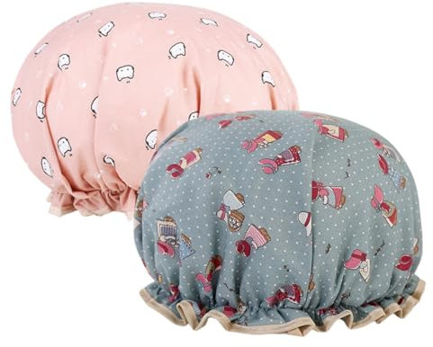 2 Pezzi Cuffia Doccia,Cuffie Doccia Stretch Due Strati, Cuffia Doccia Da Donna Impermeabile, Ideale per La Casa,Doccia La Doccia in Viaggio, La Cura Della Pelle e Il Make-Up