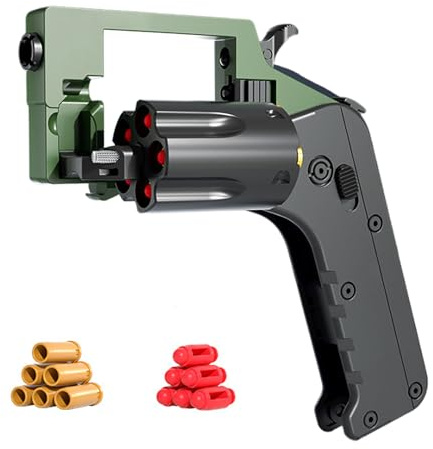 Revolver-Stil Fidget Soft Bullet Guns Toy 5 Serien-Starts, Anti Stress Spielzeug +36 Weiche Patronen Zusammenklappbar Sicher GroßE Reichweite, Antistress Spielzeug Tragbar Kreativ (Green)