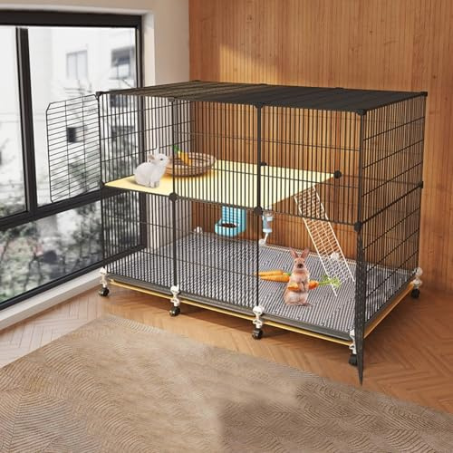 YLEPHNE Kaninchenkäfig für Drinnen, Meerschweinchen Gehege, Laufstall für Kleine Tiere für Drinnen, Räder für Einfache Mobilität, für Chinchillas/Meerschweinchen/Eichhörnchen(106x45x80cm)