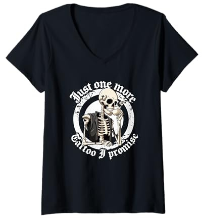 Damen Nur noch ein Tattoo Ich verspreche Tattoos Addict Tattoo Lover T-Shirt mit V-Ausschnitt