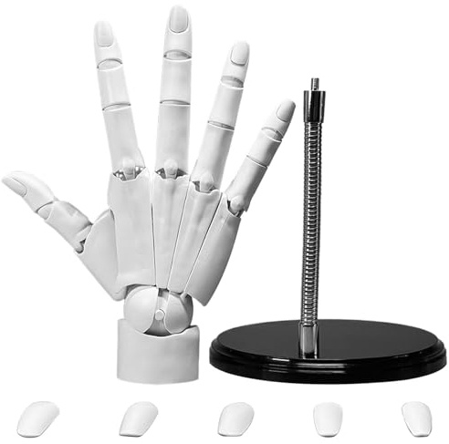 KIUGOP Mannequin Hand, Handmodell 1: 1 Flexible Schaufensterpuppe Hand 8,7 Zoll bewegliche Gelenke Rechtshandmodell zum Zeichnen der Figur Manikin Hand für Kunstskizziermalerei, Manikin Hand,Weiß
