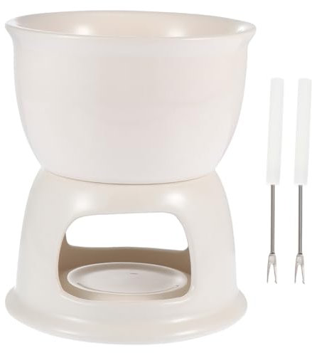 Amosfun Keramik-schokoladenschmelztopf-Fondue-Set Käsefondue-Topf Butterwärmer Topf Home Hot Pot Weiß
