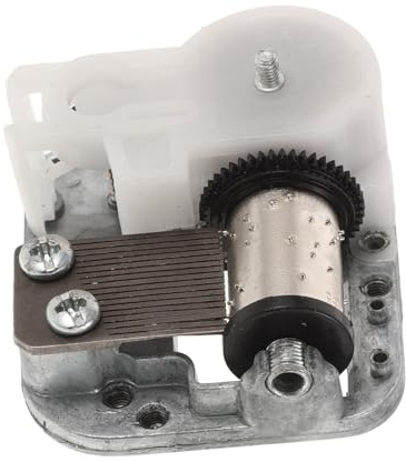 Spieluhrwerk 18ns33 mit Doppelgewindeachse, Schwarz, Metall Kunststoff | Aufziehmechanismus für Spieluhr, Musikmechanismus mit Pausefunktion, Vielseitige Montage
