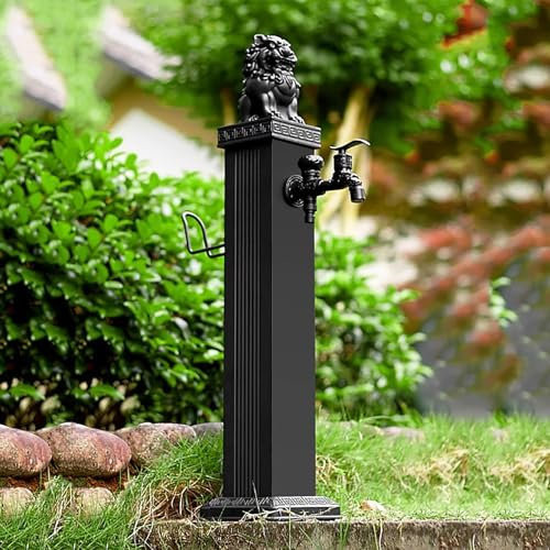 Fontana A Colonna da Giardino Esterno, Colonna d'Acqua da Giardino Verticale con Rubinetto, Supporto per Tubo da Giardino, Rubinetto Antigelo da Esterno Fontana con Fontana A Pavimento(76cm/29.9in)