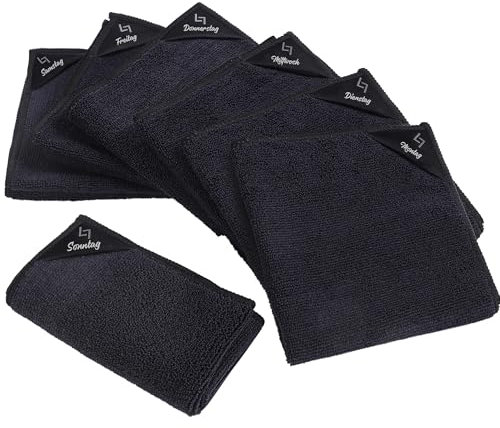 Lopoleis® Mikrofasertücher, 7 Stück Fenstertuch, Reinigungstücher und Putztücher, Microfasertuch Autopflege, Geschirrtücher, Auto, Zaubertücher, Fensterputztücher 30x30cm (Anthrazit,DE)