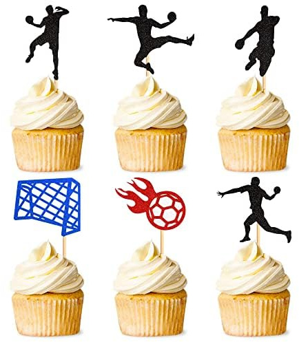 30 Stück Dekoration für Cupcakes und Kuchen, Handball, Geburtstagsfeier und Sportthema