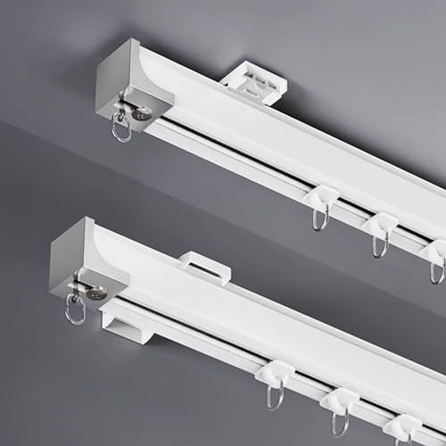SZITW Schwere Vorhangschiene aus Aluminium, Doppelvorhangschiene, an der Decke und Wand montierte Vorhangschiene mit Rolle für Büro, Zuhause, Badezimmer, Krankenhaus, 1 m, 2 m, 2,5 m, 3 m, 3,5 m,
