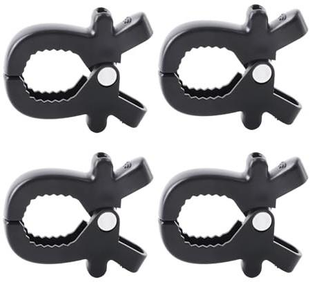 iLulala 4 pinzas para cochecito de bebé, muselina y juguetes, clips para manta, clip universal de plástico, funda de lactancia, soporte para juguetes de cochecito, abrazadera para manta, color negro