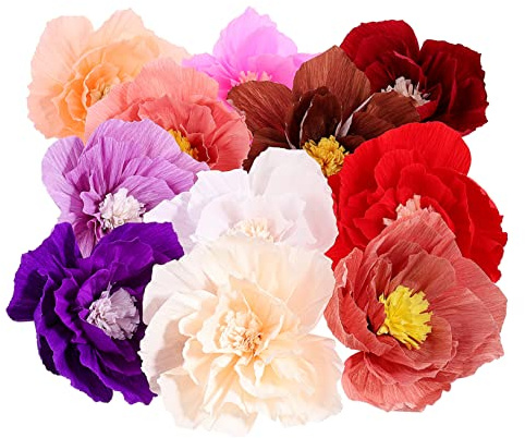KOMBIUDA 11 Stück Papierblumen aus Bastelpapier Dekorative Wand und Party Deko für Wohnzimmer und Festlichkeiten Mehrfarbig Handgefertigt Vielseitig Einsetzbar Zufällige Farbe