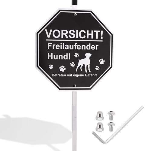 Hejo Vorsicht Hund Schild, 25×25cm Aluminium Achtung Hund Schild, UV-beständig Warnschild Hunds mit Stangen, Wasserdicht Schilds Hund Warnung, Vorsicht Hund für Gärten, Innenhöfe, Zäune
