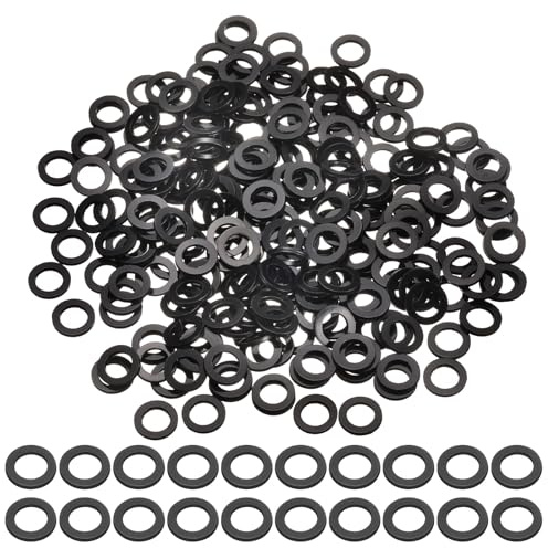 QUARKZMAN 240 Pcs Arandelas Planas De PVC M5 5mm DI 8mm De 0.3mm Negro | Espesor, Ojetes Junta De Plástico Fijador Espaciador Sello Anillo De Junta Arandelas, Para Mangueras De Agua