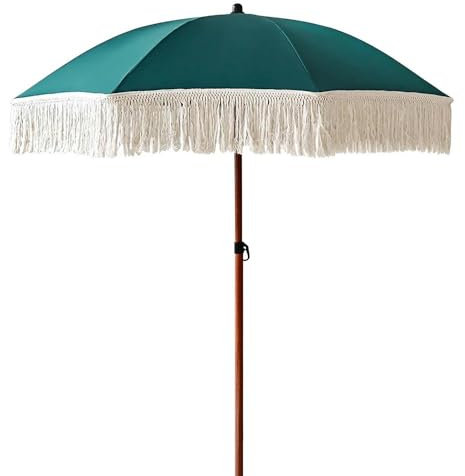 BBERHFNFZK Parasol À Franges Boho, Petit Parasols De Plage, Parasol De Jardin Portable, Ombrelle De Terrasse 1.8m Hauteur Réglable, Protection UPF 50+