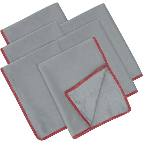 Towelogy® Premium Glass Cleaning Cloths Large Microfibre Lint Free Magic Polishing Cloths for Windows, Glasses, Car and Glass Cleaner for Streak Free Results (6 Pack)
