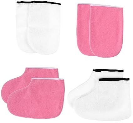 Happyyami Set 2 Copripiedi e Guanti per Terapia a Paraffina, Calzini Riscaldanti e Copertura Mani per Trattamento Spa Piedi e Manicure, Materiali Resistenti Tenuta Confortevole per Cura