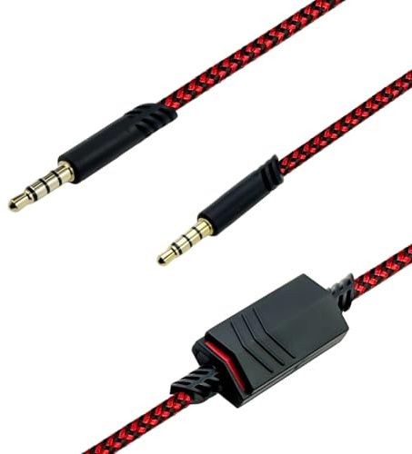 SPTSSWET Ersatz Audio AUX Kabel für Astro A10/A30/A40/A50 Headsets,Rot | mit Mikrofon Stummschaltung ,3,5mm Klinkenstecker, 2M, Kompatibel mit PS5/PS4/Xbox/PC/Smartphone
