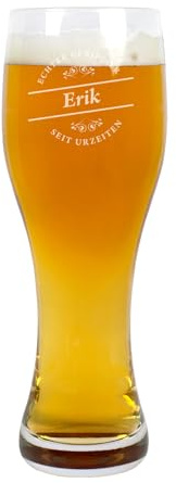 Herz & Heim® Leonardo Weizenglas 330 ml mit personalisierbarer Gravur – viele Motive – individuelles Bierglas als Geschenk – graviertes Weizenbierglas 0,33 l (Echter Geniesser, 330, Milliliter)