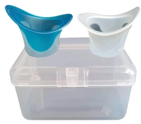 Ｚｉａｌｏｆｉ Lot de 2 gobelets de lavage oculaire, gobelets de nettoyage oculaire, kit de de rinçage, gobelet pour le nettoyage et le rinçage du maquillage, Bleu et Blanc