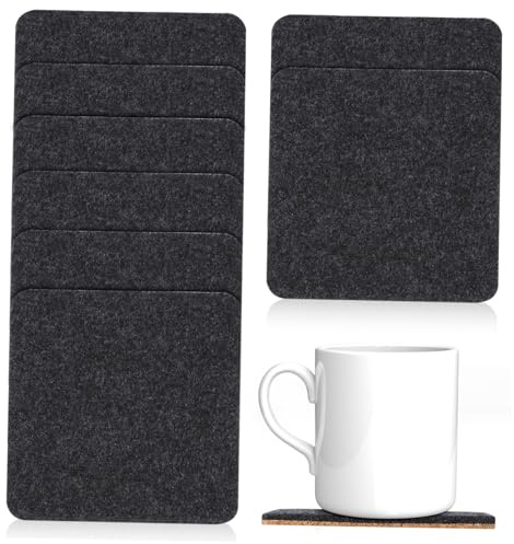 ZUNOXAZ 8 Piezas Posavasos de Corcho y Fieltro Absorbentes y Reversibles para Bebidas Calientes y Frías Protección de Mesas Hogar Oficina y Cafetería
