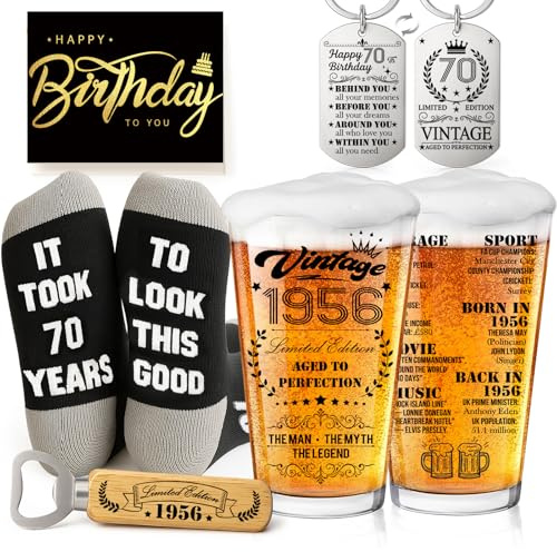 Joybble Birthday Gifts for Men, 1946 Birthday Decorations Beer Glass in Vintage Box, Valentine's Day Gift Beer Glasses Gift Ideas, Presents for Men, Personalised Beer Glass Sets (1956)