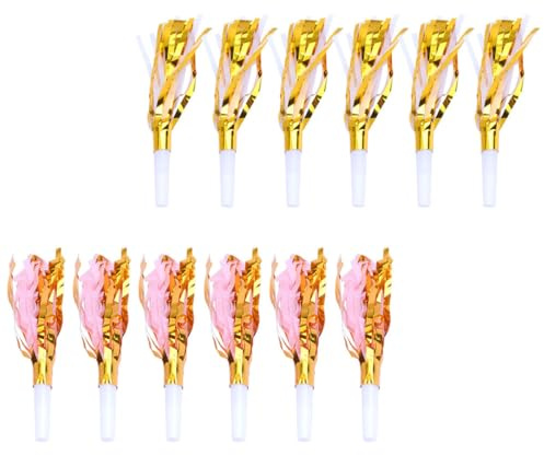 TOYANDONA Lot de 24 Sifflets à Pompons en Plastique pour Garçon et Filles, de Fête Coloré, Instrument D’encouragement pour Anniversaires et Événements Festifs