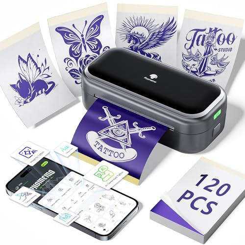 Phomemo TP31 Tattoo Drucker, Stencil Drucker mit 120pcs Papier für Anfänger | Tattoo Stencil Drucker 3 Zoll, Thermodrucker Tattoo Maschine mit Smartphone PC und Tablet, für Professionelle und Anfänger