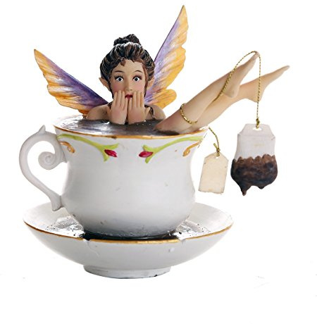 Pacific Giftware Whimsical Fairy Enjoying Bath in Tea Cup Collectible Figurine 5.75H