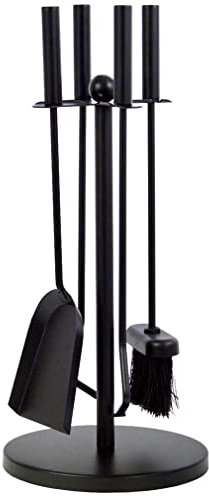 Garden Mile 5pc Companion Sets For Fireplaces - Heavy Duty Steel Fire Tools For Wood Burner - Fire Tongs Fire Poker Shovel Brush Fireplace Tools - Easy Assembly Companion Set Fireplace Accessories