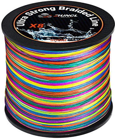 RUNCL geflochtene Angelschnur, 8 Stränge, ultra stark, geflochtene Schnur, kleiner Durchmesser, kein Speicher, keine Verlängerung, B - 546Yds/500M(8 Strands), 12LB(5.4kgs)/0.09mm/0.4#