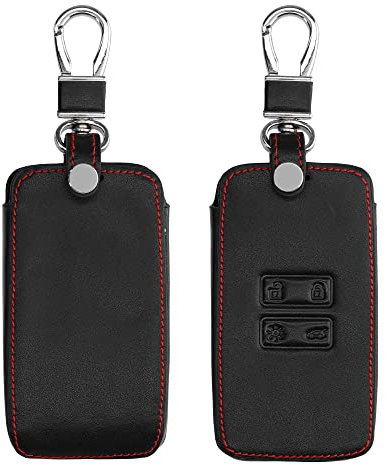 kwmobile Autoschlüssel Kunstleder Hülle kompatibel mit Renault 4-Tasten Smartkey Autoschlüssel (nur Keyless Go) - Schlüsselhülle in Schwarz Dunkelrot