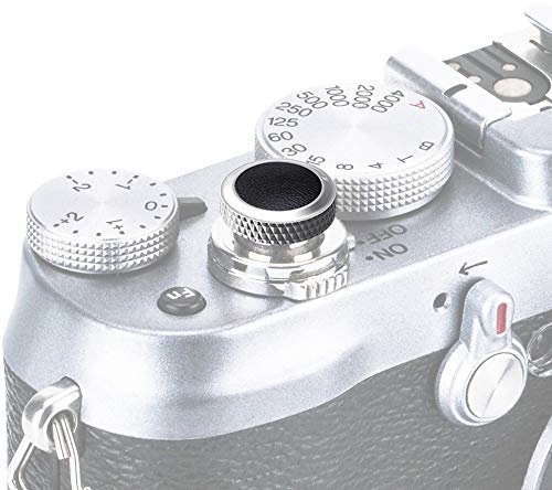 PROfezzion Deluxe Métallique Soft Déclencheur pour Fujifilm X-Half GFX100RF X-PRO3 X-PRO2 X-PRO1 etc. Appareils Photo (Gris avec Noir Microfibre Cuir Surface)