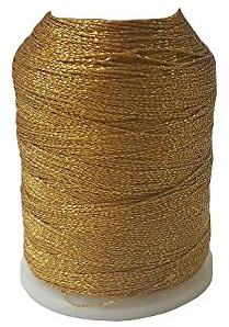 Perlin Yabali Metallisches Stickgarn Gold Nr50 150m 6-fach Polyestergarn | Metallischer Effektfaden fuer Ziernaehte Stickarbeiten und dekorative Details mit Handnadel oder Naehmaschine