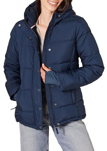 Amazon Essentials Chaqueta Acolchada Pesada de Manga Larga con Capucha (Disponible en Tallas Grandes) Mujer, Azul Marino, M