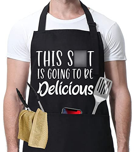 Miracu Funny Cooking Aprons for Women, Funny Baking Aprons for Men Dad, Mens Cooking Gifts for Bakers Husband Boyfriend - Fathers, Mothers Day, Birthday Kitchen Gifts for Men, BBQ Grilling Presents