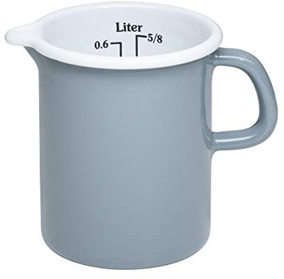 Riess, 0337-065, Küchenmaß 9, 0,5L, CLASSIC - PURE GREY,9 cm Durchmesser, 0.5 Liter, 14,5 x 10,1 x 12cm, Emaille, helles Grau, Induktion