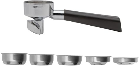 LELIT - LELIT57 2-Way Portafilter - Double Spout - Includes Stainless Steel Filter - Design Handle - PLA572V - Silver/Brown