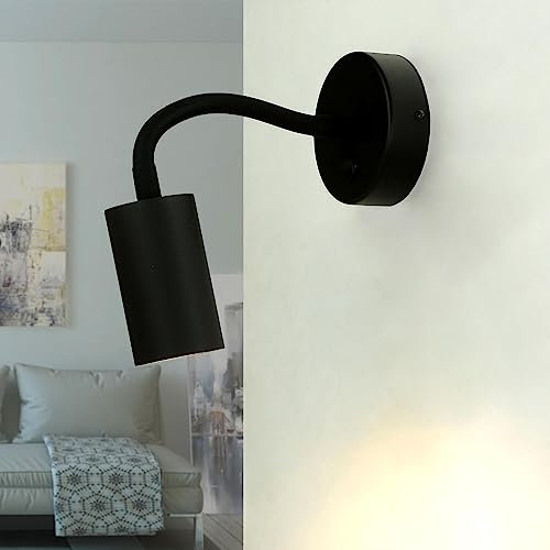 Licht-Erlebnisse Lampada da parete con interruttore, nero, braccio flessibile, applique GU10, collo di cigno lampada da letto, girevole, lampada da lettura da parete, luce da lettura, spot