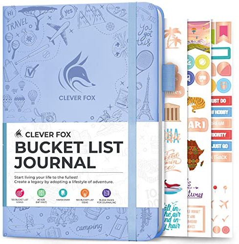 Clever Fox Bucket List Journal – Inspirierendes Bucket List & Reisebuch für Erinnerungen & Abenteuer – Motivierendes Bucket List Notizbuch für den persönlichen Gebrauch & Paare – A5, 14 x 21 cm,
