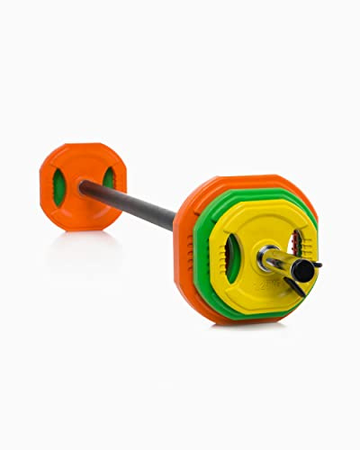 BOOMFIT Set Pump Pro 20 kg | Kit Barra de Pesas, Discos de Goma y Cierres
