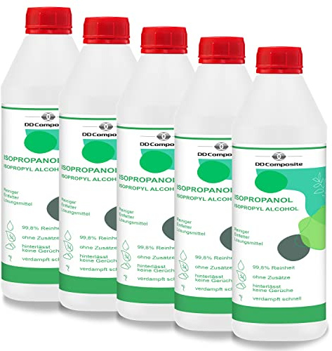 DD Composite - ISOPROPANOL 99,8% 5x 1Liter Reinigungsmittel Lösemittel Entfetter Fleckenentferner Reiniger 3D-Druck Kleberestentferner