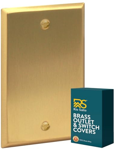 Rio Salto BRASS Metal Gold Blank Wall Plate Blank Outlet Cover Cover for Unused Outlets Wall Switch 1-Gang Covers Child Safe Device Outlet Safety Genuine Brushed Brass Standard Size