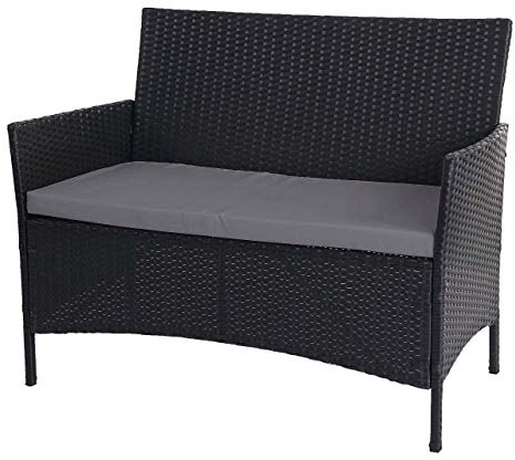 Mendler Poly-Rattan Gartenbank Halden-AM - anthrazit, Kissen anthrazit | Sitzbank, Bank