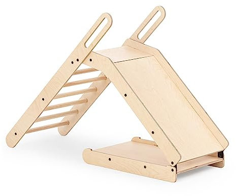 Mamatoyz 13SLDNAT Rutsche für den Außen- und Innenbereich, die zum Pikler SlideMe-Dreieck aus wiederverschließbarem Naturholz Wird