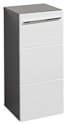 Stella Trading Gloss Badezimmer Kommode in Anthrazit, Weiß Hochglanz - Badezimmerschrank Bad Schrank mit viel Stauraum - 34 x 72 x 31 cm (B/H/T)
