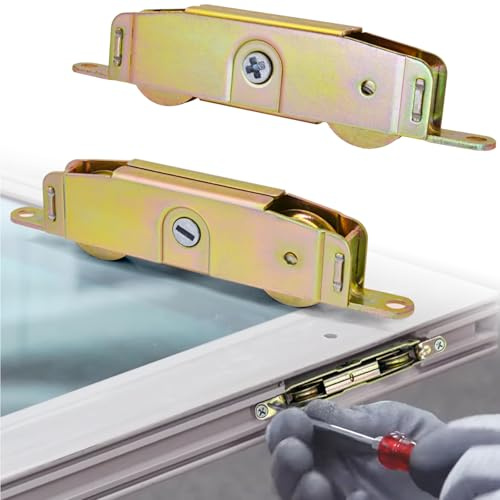 Sliding Patio Door Rollers Replacement Hardware Fits Jeld Wen, Truth 31761A, Milgard, Marvin, Andersen Part #1273704 (Pre-1982), 1-1/4 Steel Ball Bearing Wheels, 5-3/4 H.C, Side Adjustable, 2 Pack