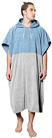 YATOLA Surf Poncho Changing Robe with Hood Beach Towel Poncho Man Woman Wetsuit Changing Towel for Surfing Swimming Water Sports Fluffy Wearable Blanket Towel Hoodie, Swim Surf Poncho (Blue 2)