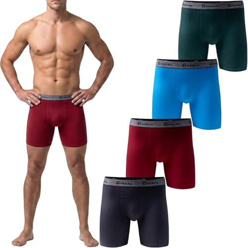 Pesail Herren Boxershorts, langes Bein, Baumwolle, 4er/8er Pack, Gr. M-6XL