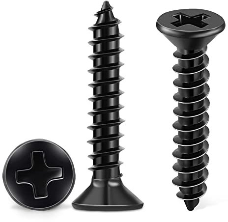 100 PCS Vis À Bois M4 X 45 mm À Tête Fraisée Cruciforme PH2, Revêtement En Oxyde Noir, Acier Inoxydable A2, Filetage Complet, Auto-Taraudeuses Par TPOHH