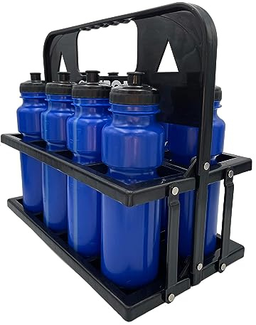 RHINOS sports Trinkflaschen 8er Set 750 ml mit Halter | blau