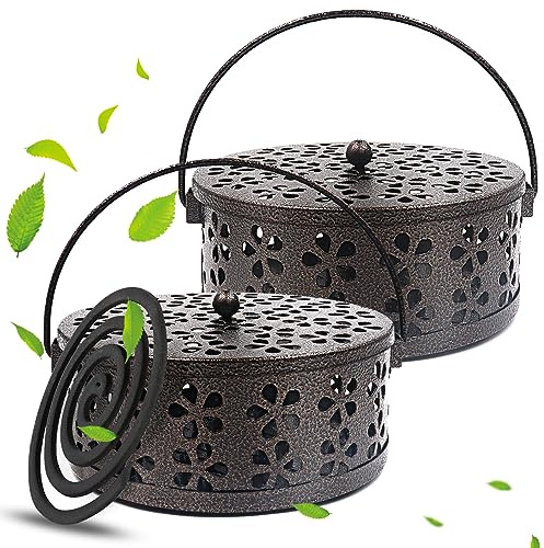 GZqiancang Mückenspirale Halter, Metall Moskito Spulenhalter,2 Stück | Räucherstäbchenhalter,Metall Sandelholz Halter für Wohnzimmer, Schlafzimmer, Arbeitszimmer, Büro,Meditationsraum und Yogaraum